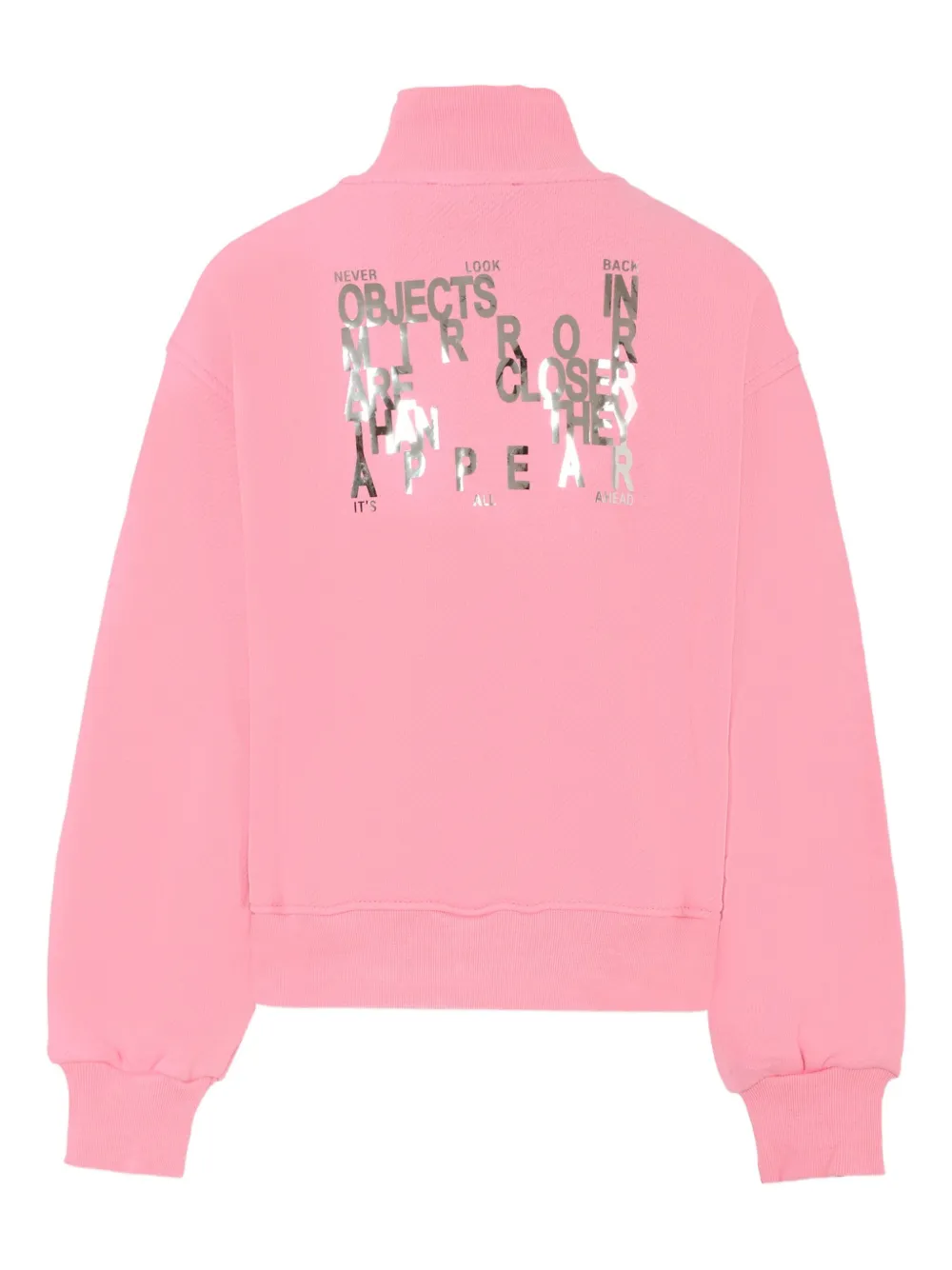 Msgm Mock-neck Cotton Sweatshirt In Pink