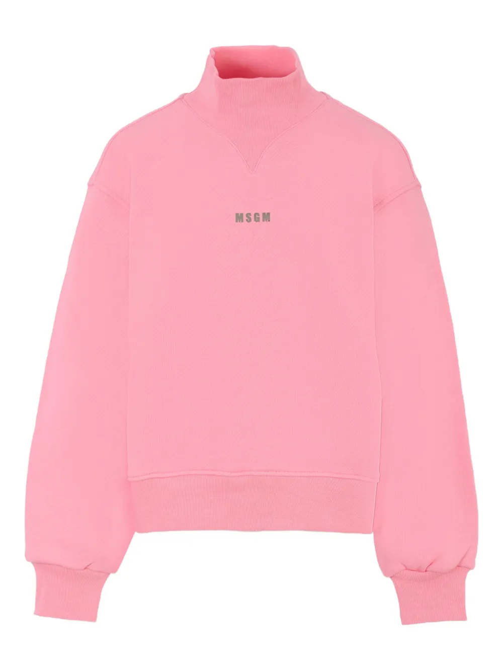 Msgm Mock-neck Cotton Sweatshirt In Pink