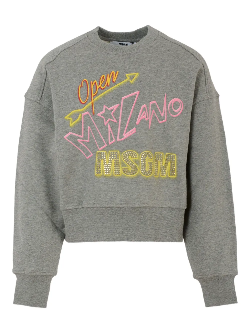 MSGM Kids Katoenen sweater met geborduurd logo Grijs
