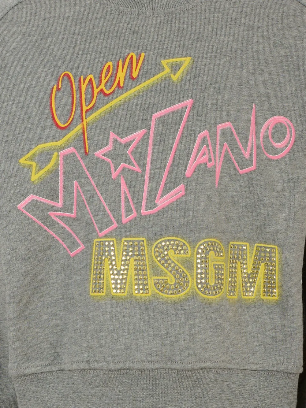 MSGM Kids Katoenen sweater met geborduurd logo Grijs