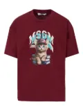 MSGM Kids cat-print pearl-embellished T-shirt - Red