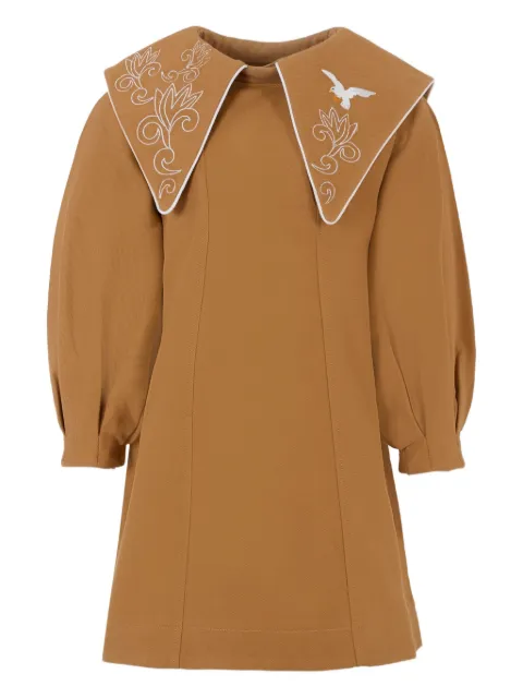 Pangolini Kids embroidered-collar puff-sleeve dress