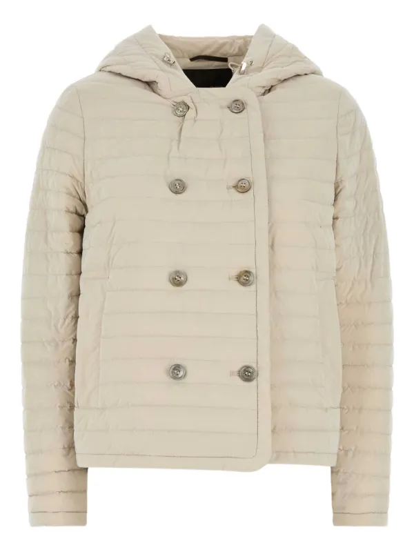 Moorer Hooded Double-breasted Padded Jacket in Neutrals