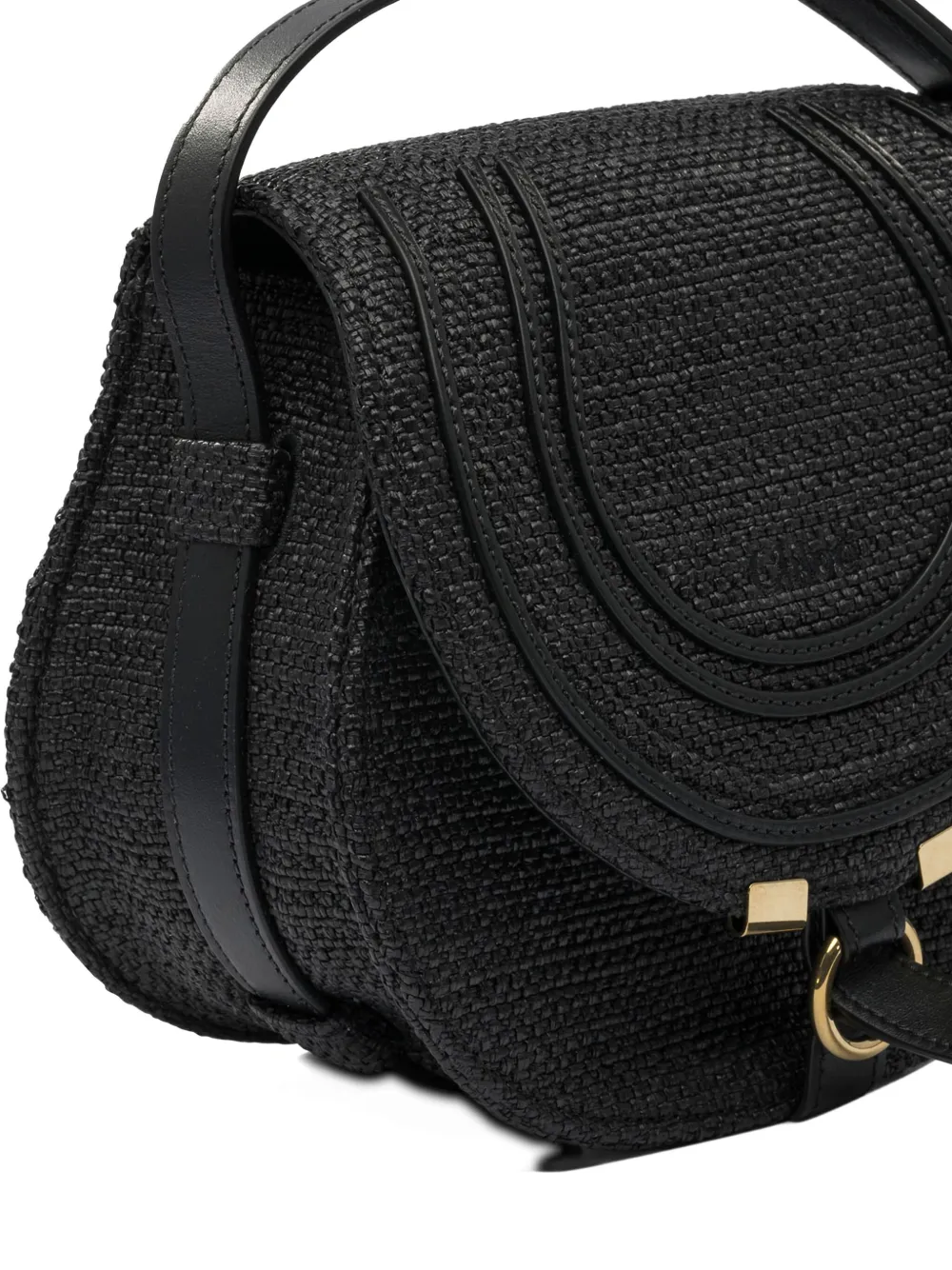 Chloé Marcie woven-detail flap shoulder bag Zwart
