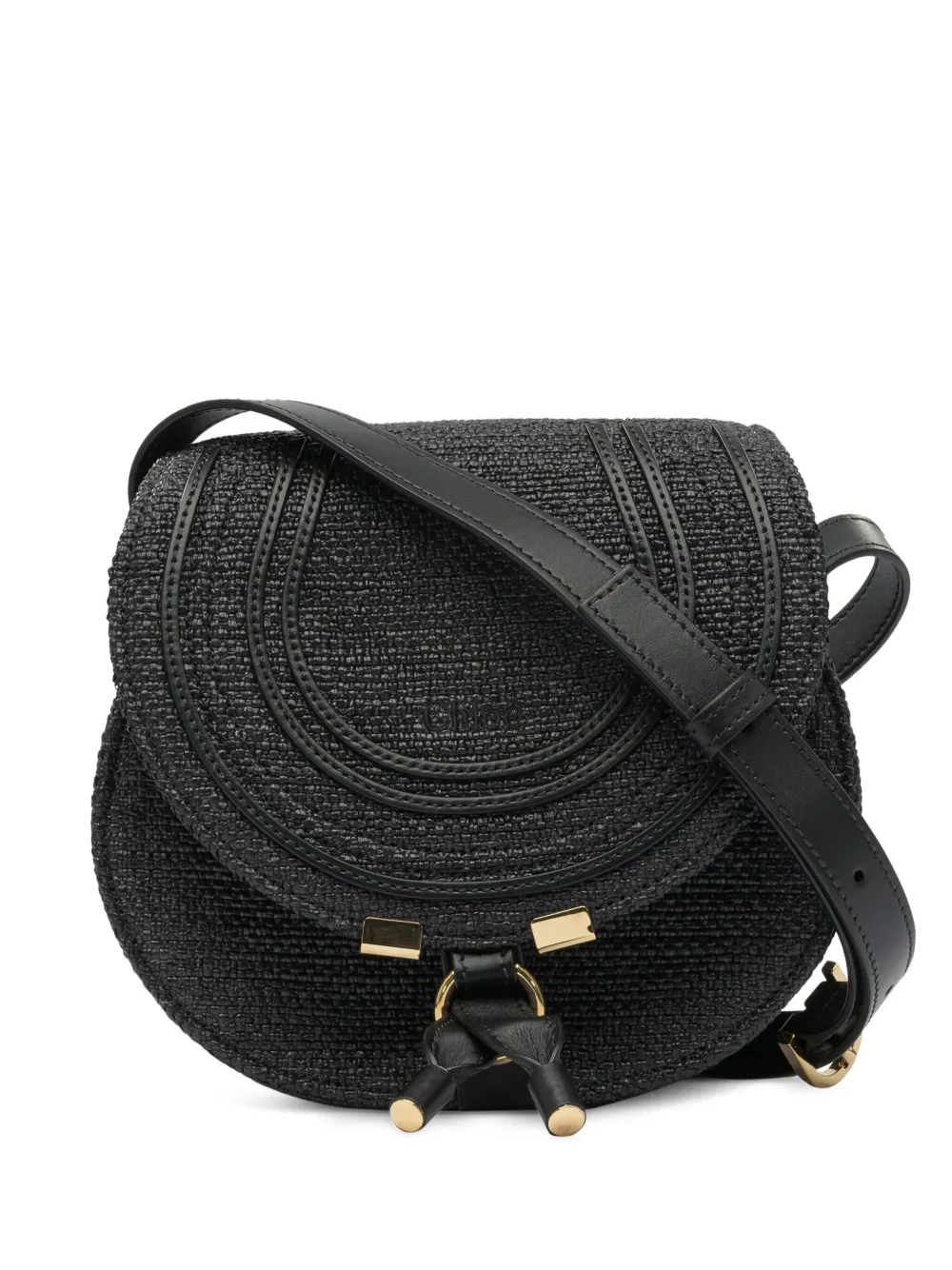 Chloé Marcie woven-detail flap shoulder bag Zwart