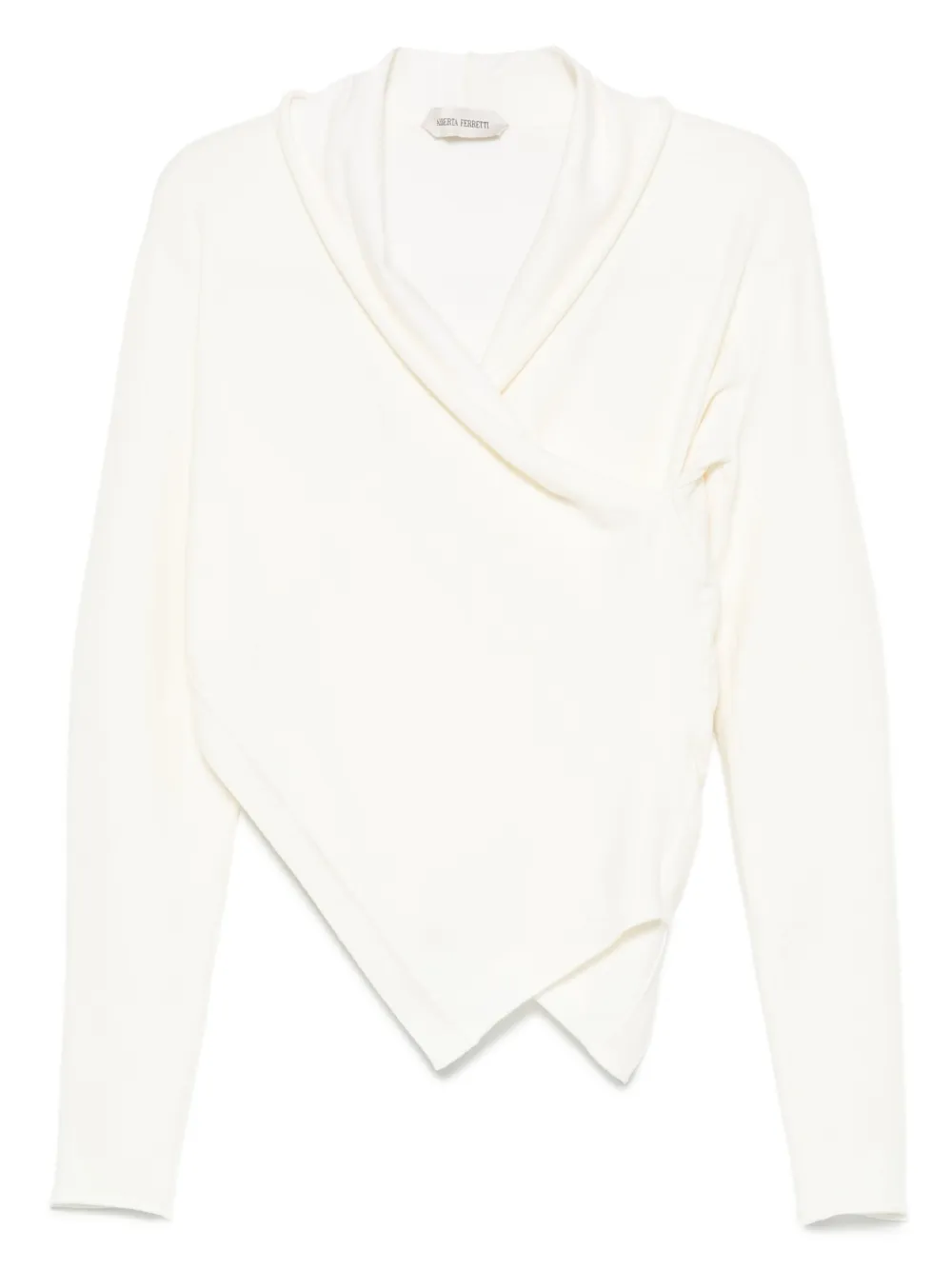 asymmetric draped wool top