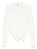 Alberta Ferretti asymmetric draped wool top - White