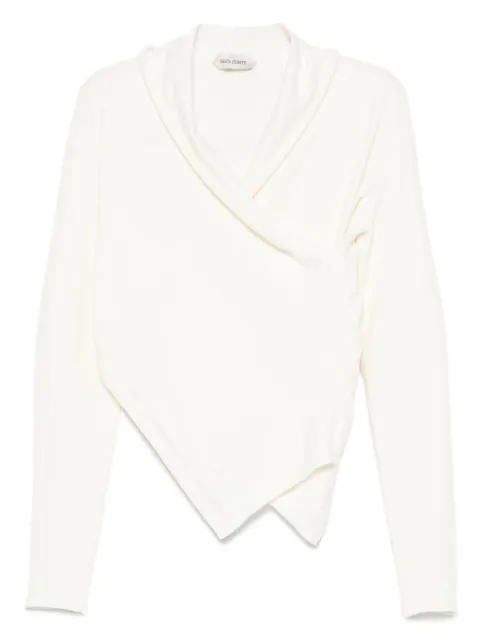 Alberta Ferretti asymmetric draped wool top