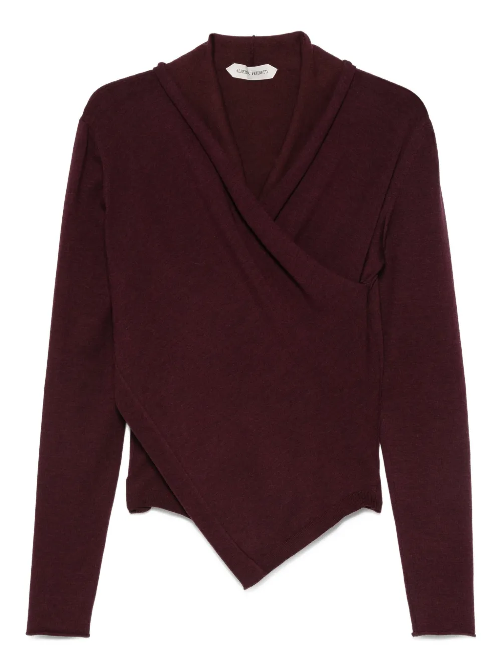 asymmetric draped wool top