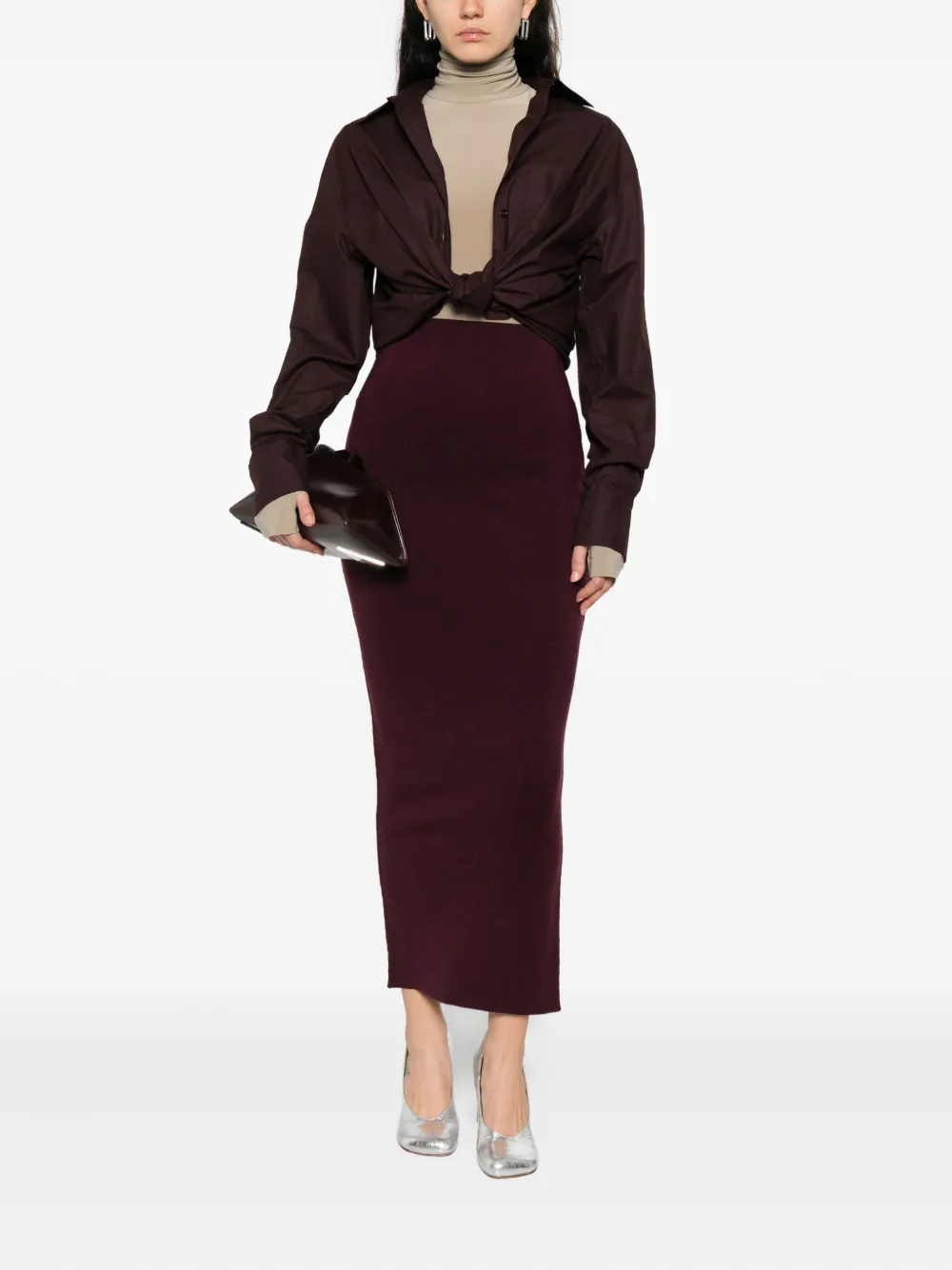 Alberta Ferretti wool pencil maxi skirt - Paars