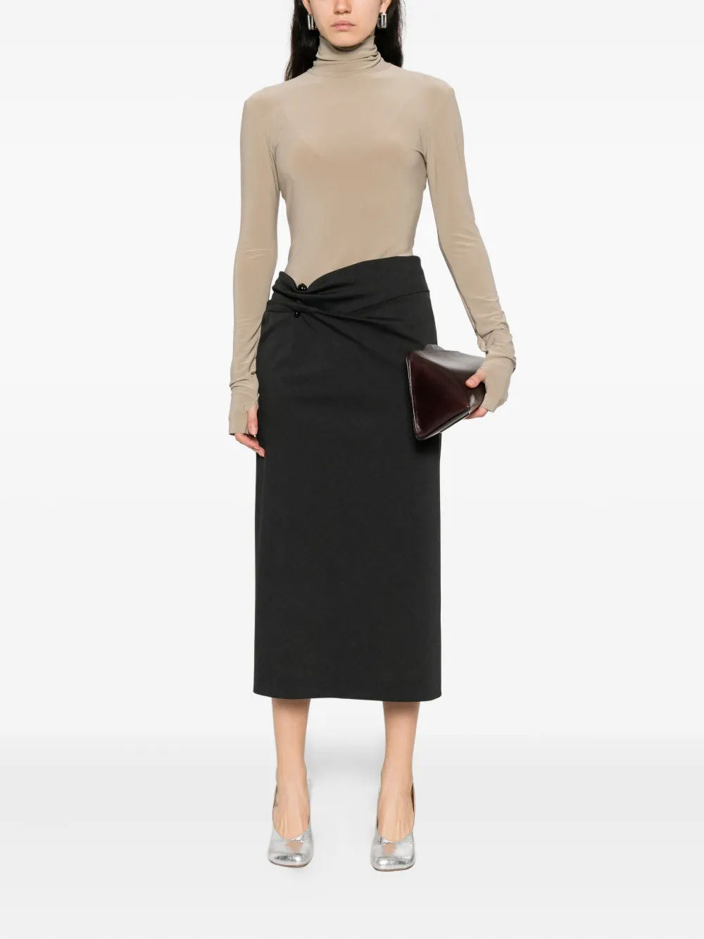 Alberta Ferretti Midi-rok met knoopdetail - Grijs