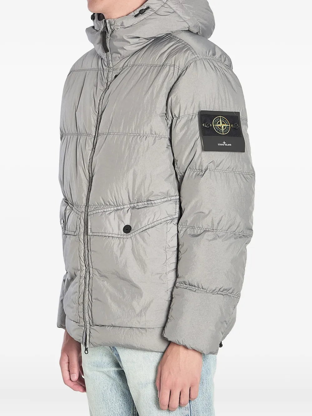 Stone Island Donsjack met logo-applicatie Grijs