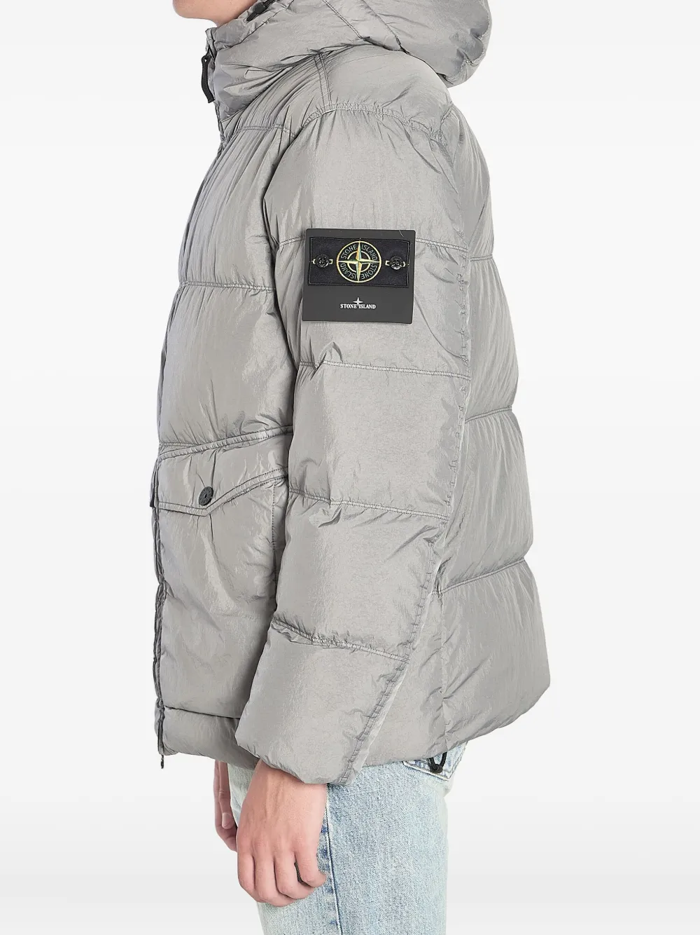 Stone Island Donsjack met logo-applicatie Grijs