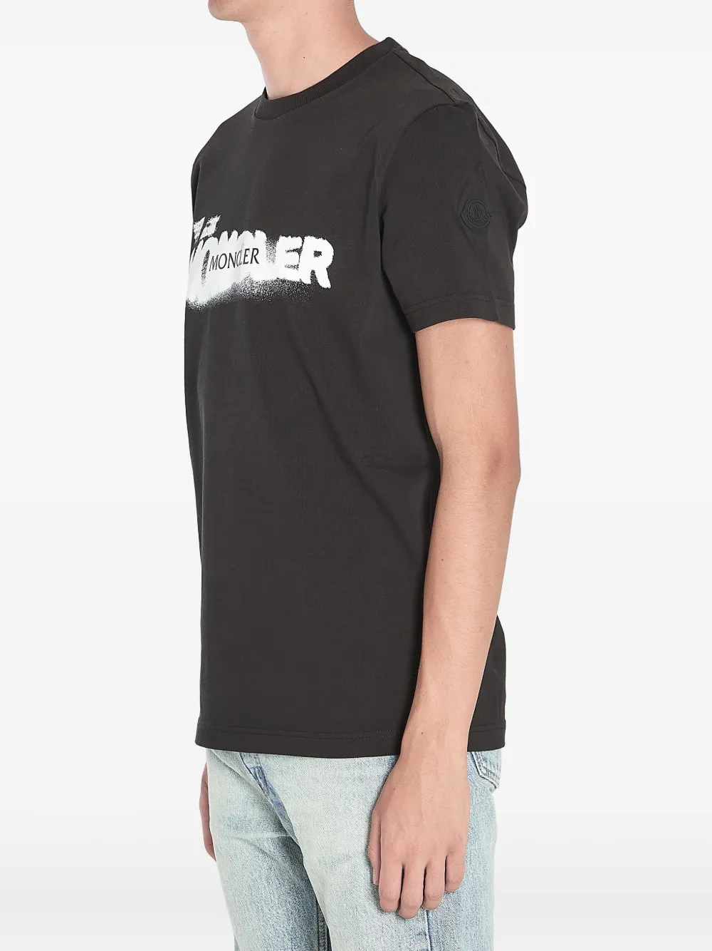 Moncler spray-print cotton T-shirt Zwart