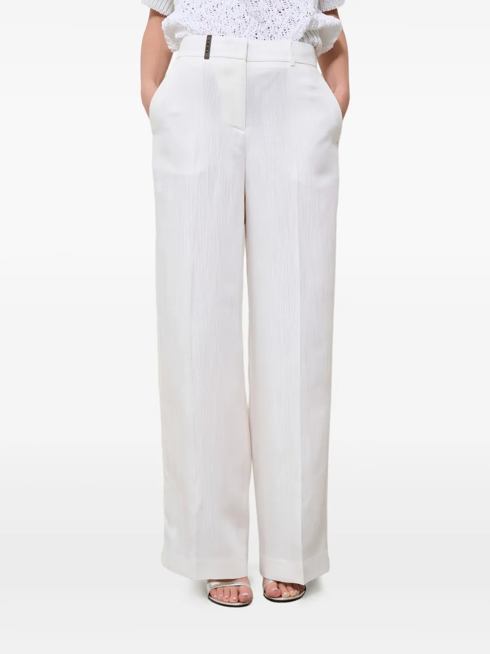 Peserico textured straight-pockets trousers Wit