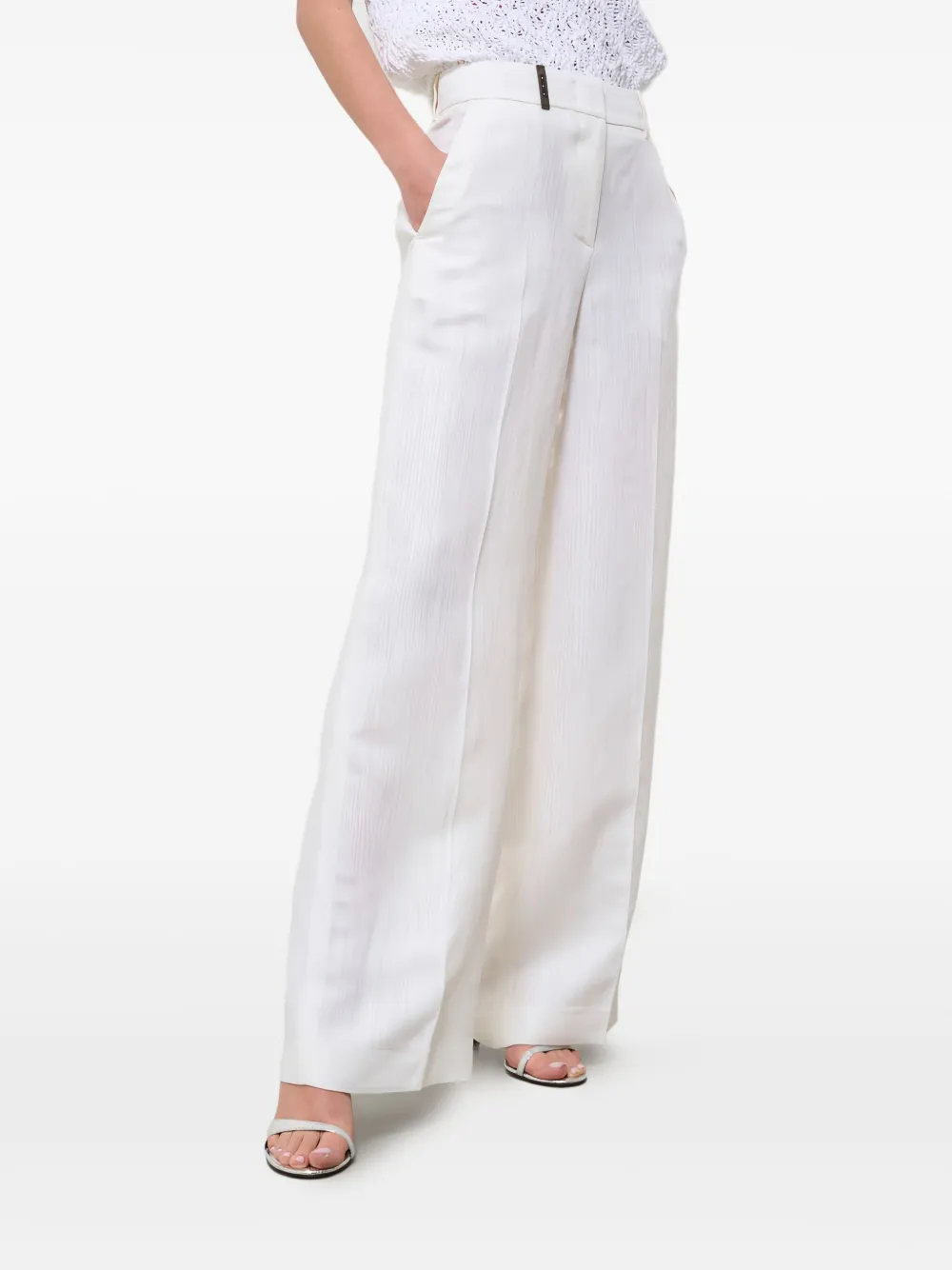 Peserico textured straight-pockets trousers Wit