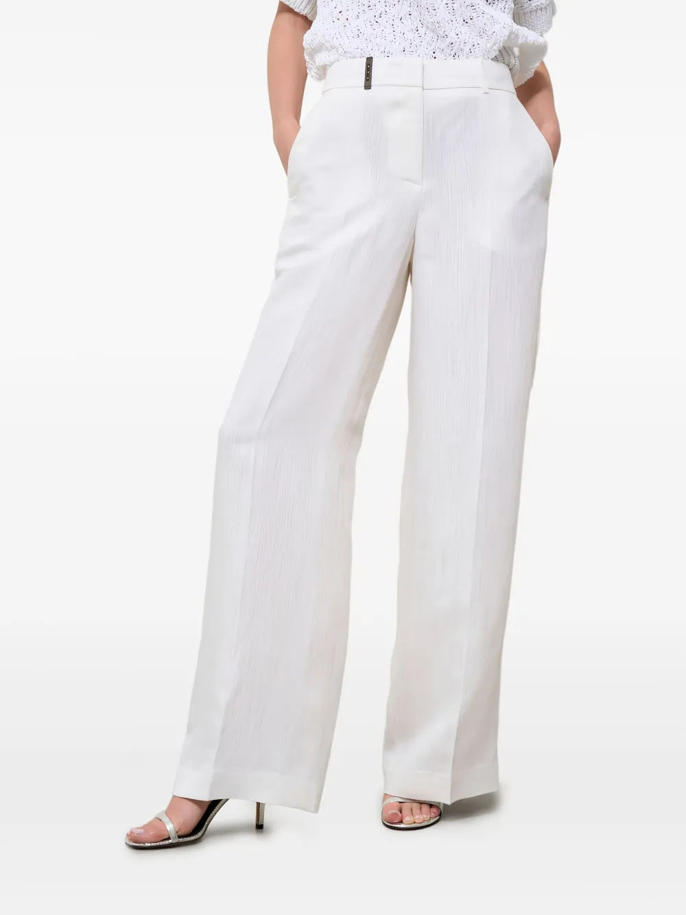 Peserico textured straight-pockets trousers Wit