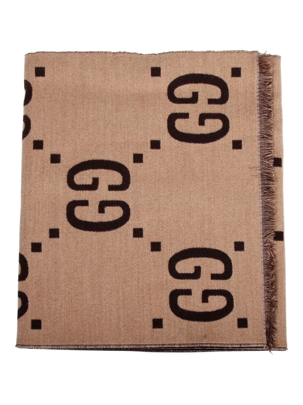 Gucci Sjaal met GG-monogram en franje Beige