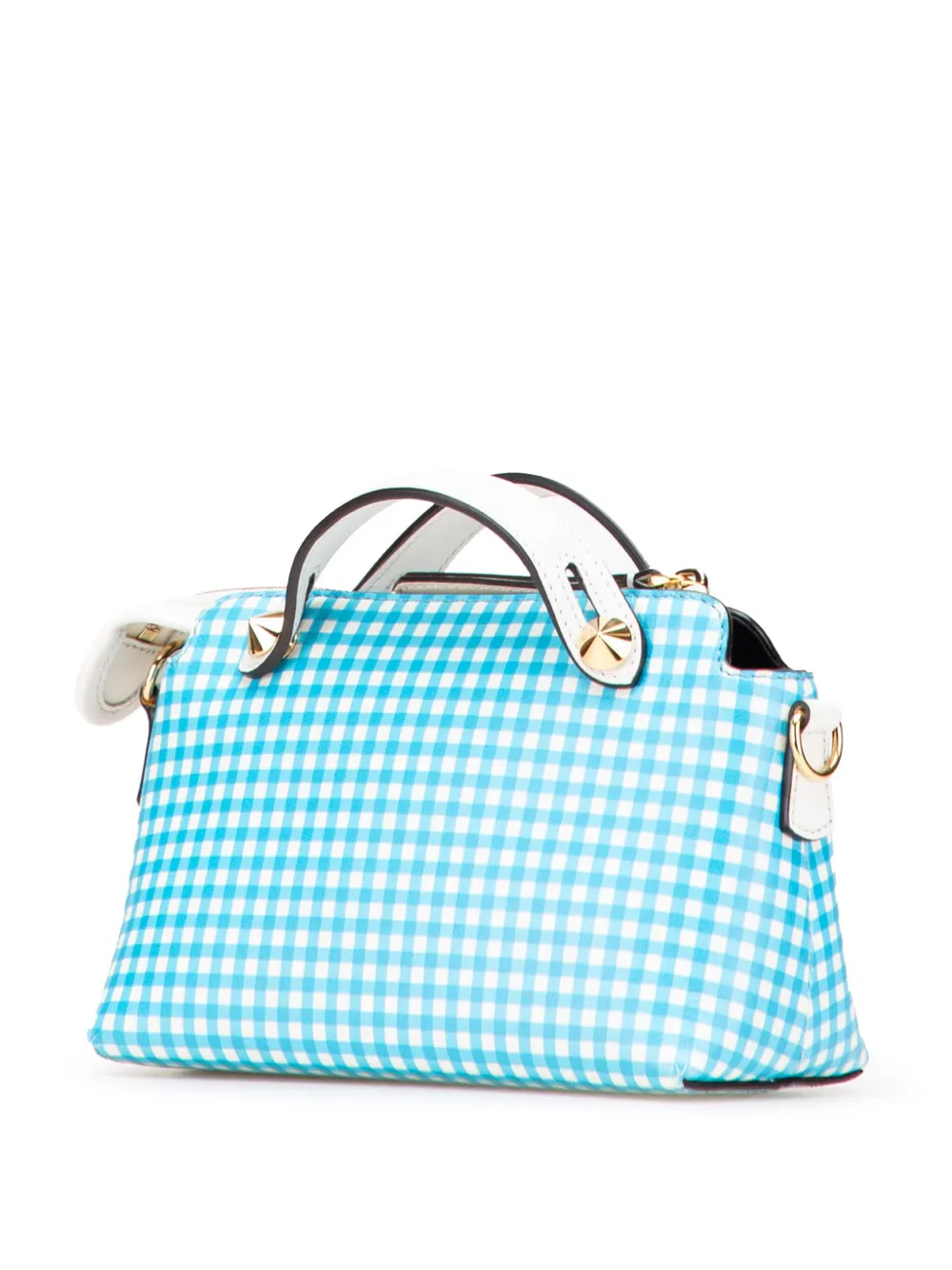 Pre-owned Fendi 2010-2025 Mini Printed Leather Gingham By The Way Satchel