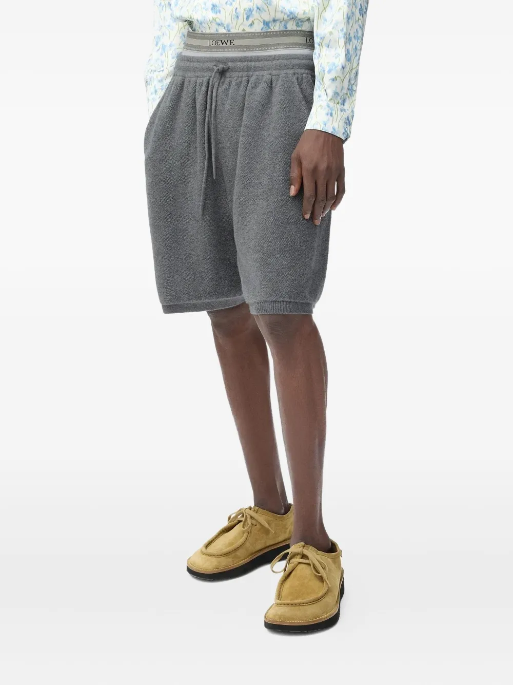 Loewe Elasticated-waistband Shorts In Gray
