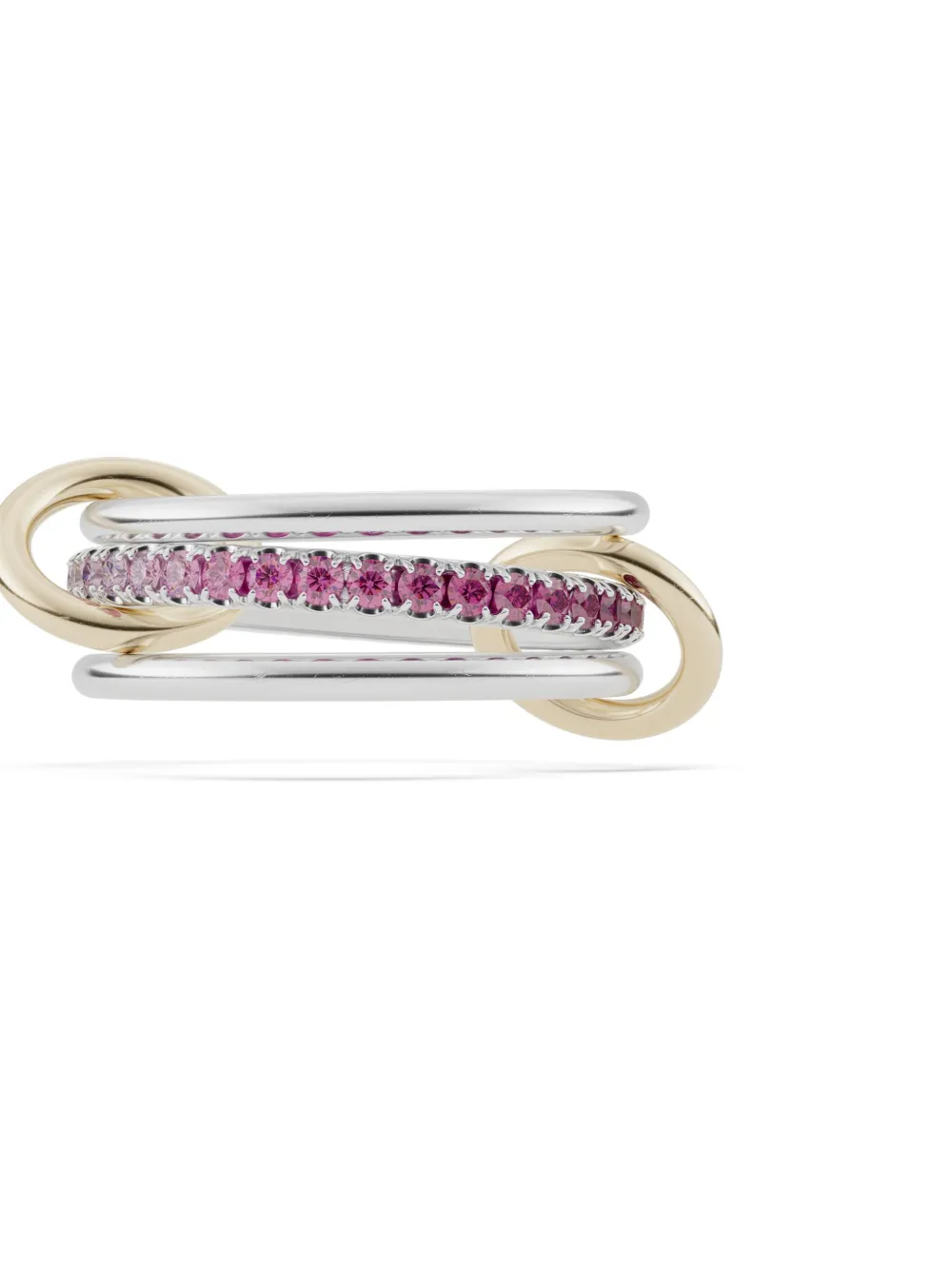 Spinelli Kilcollin 18k Yellow Gold Pink Sapphire Interlocking Ring In Metallic