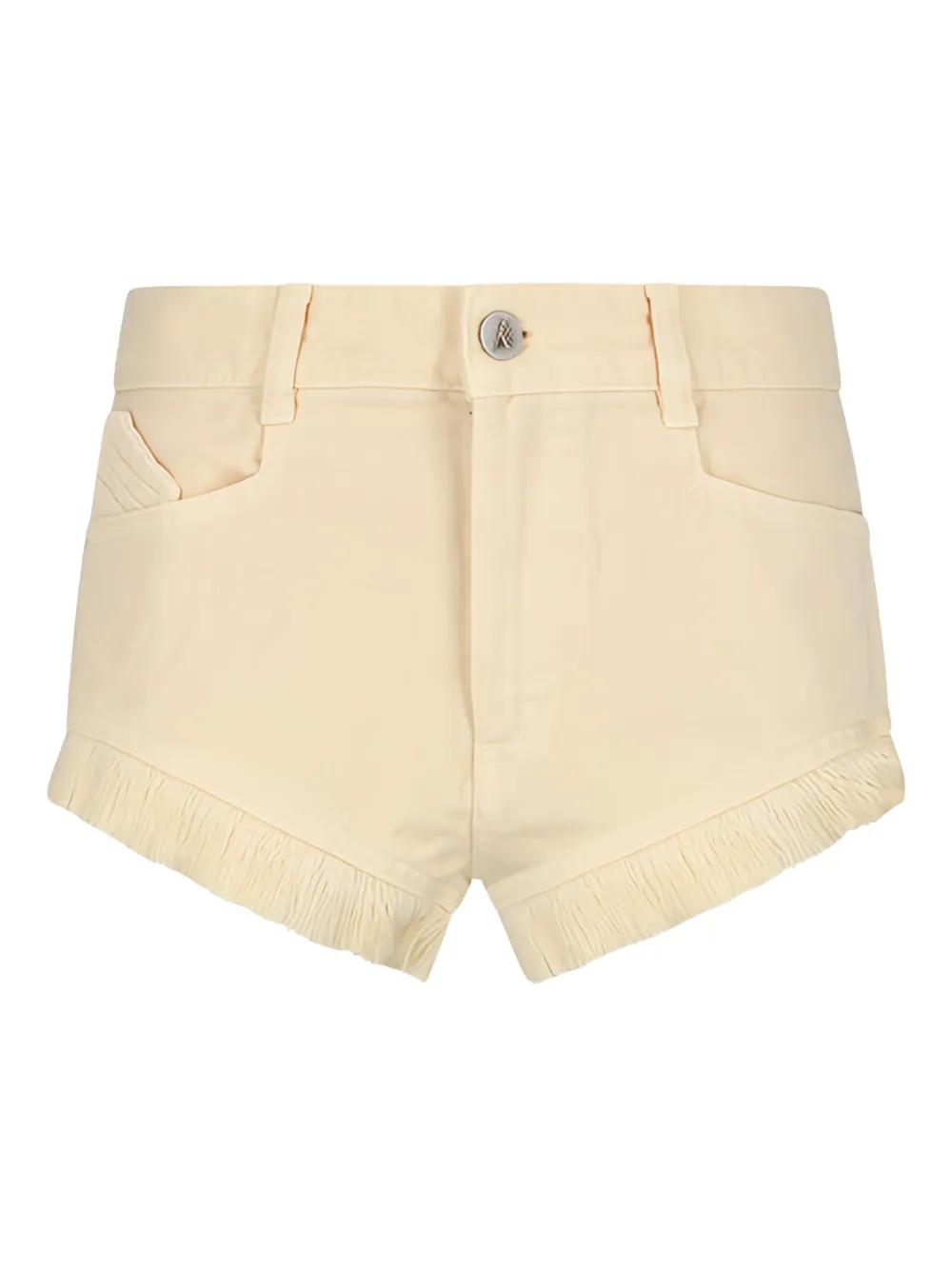 The Attico fringed denim shorts Beige