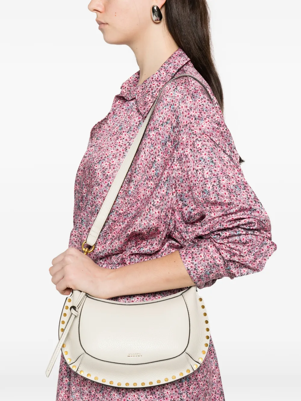 ISABEL MARANT Oskan Moon studded shoulder bag - Wit