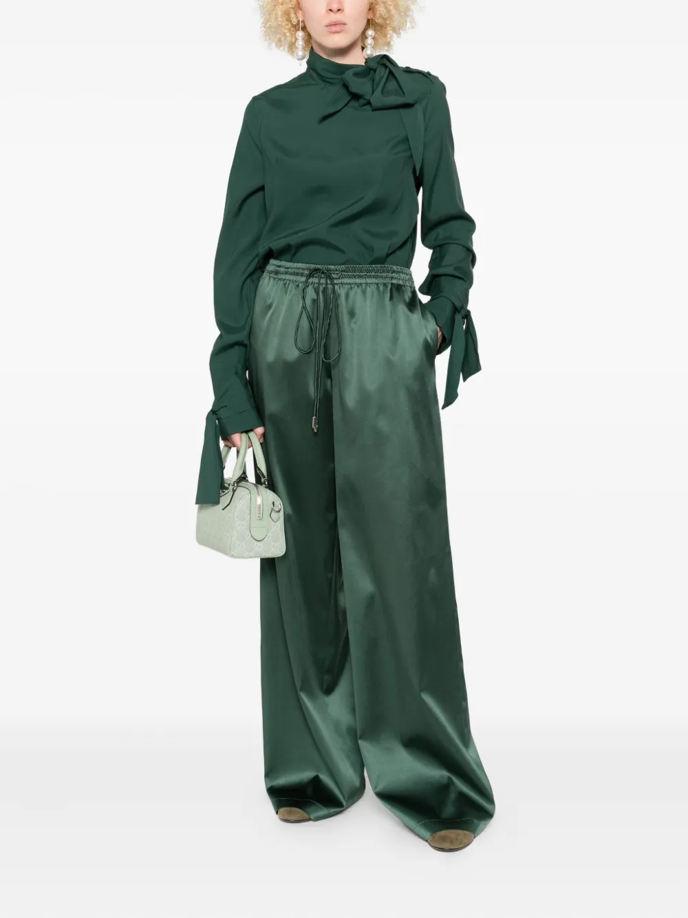 Ermanno Scervino Blouse met gestrikte hals - Groen