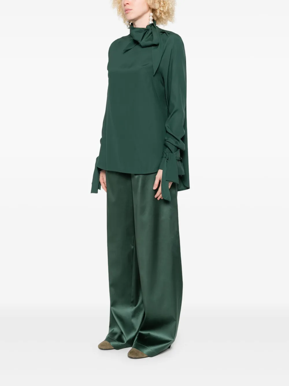 Ermanno Scervino Blouse met gestrikte hals Groen