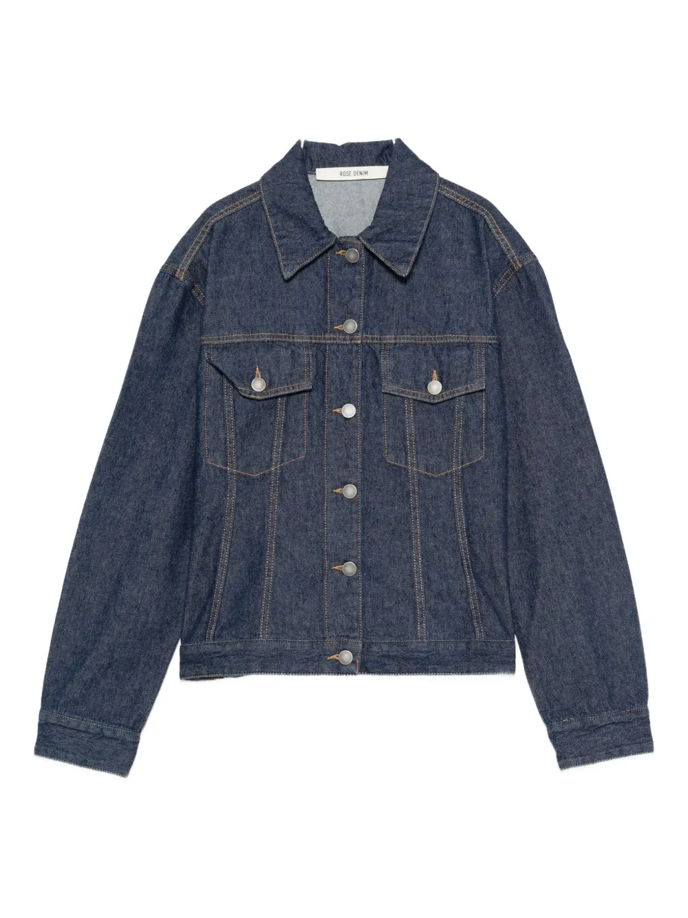 Merci Contrast-stitching Denim Jacket In Blue