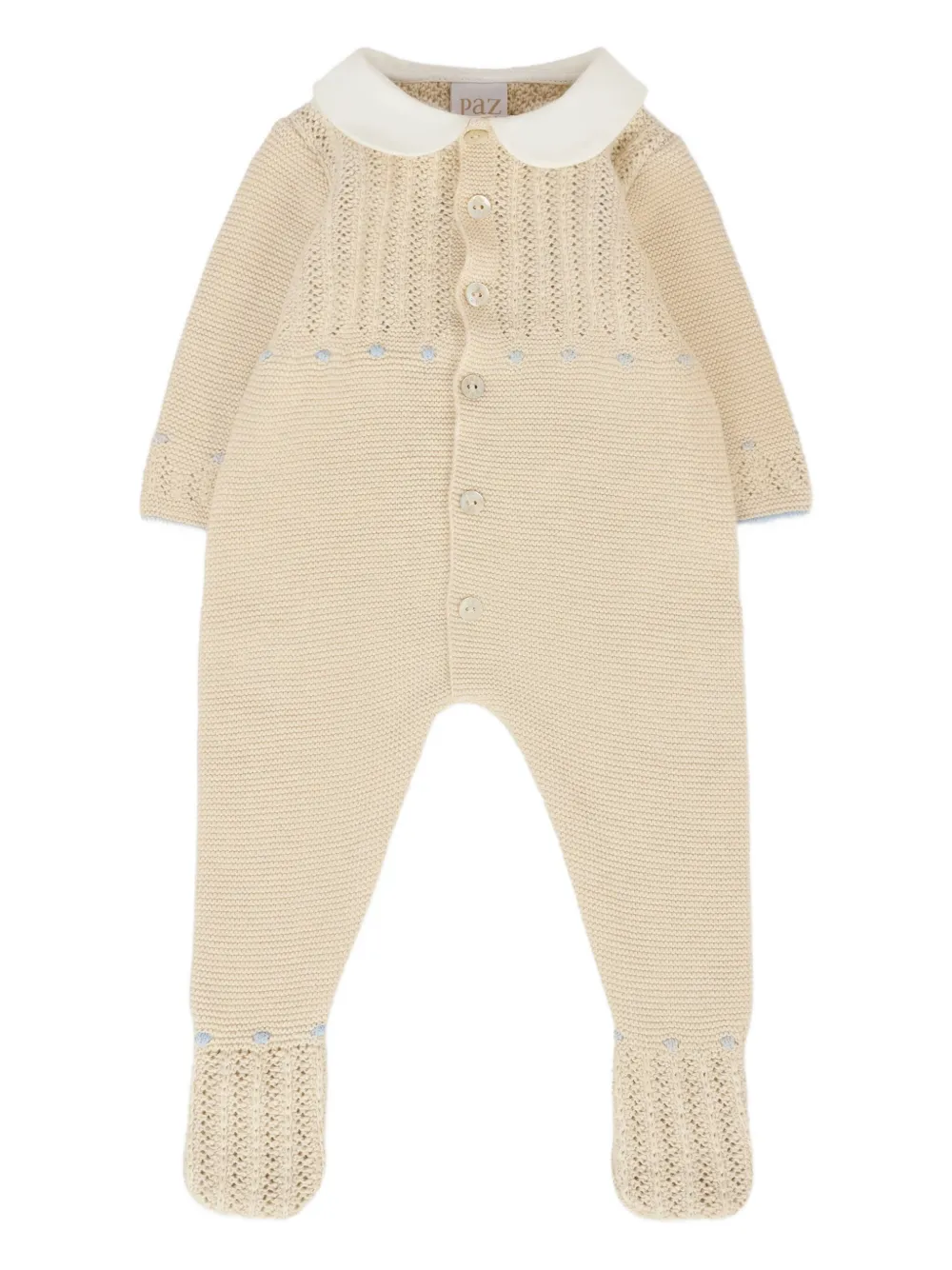 Paz Rodriguez Knitted Peter Pan-collar Pajamas In Neutral