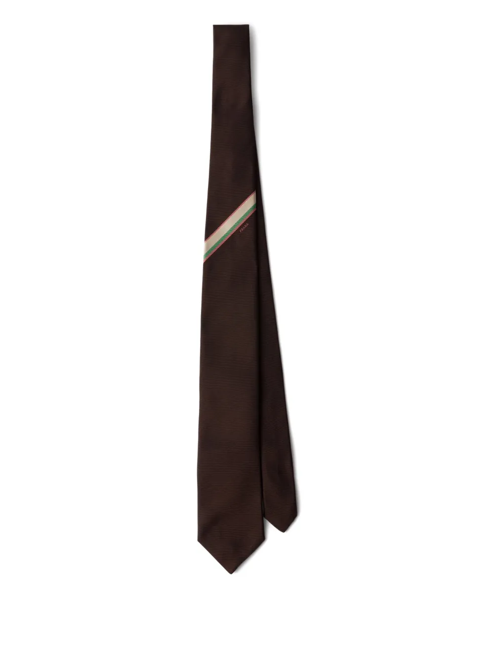 Prada stripe-detail silk tie | Brown | Image 1
