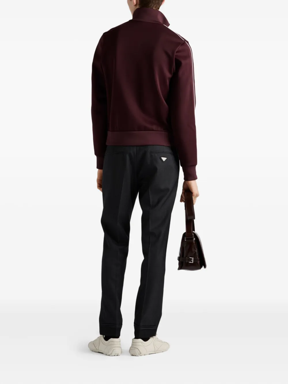 Prada Trainingsjack met ritssluiting en streepdetail Rood