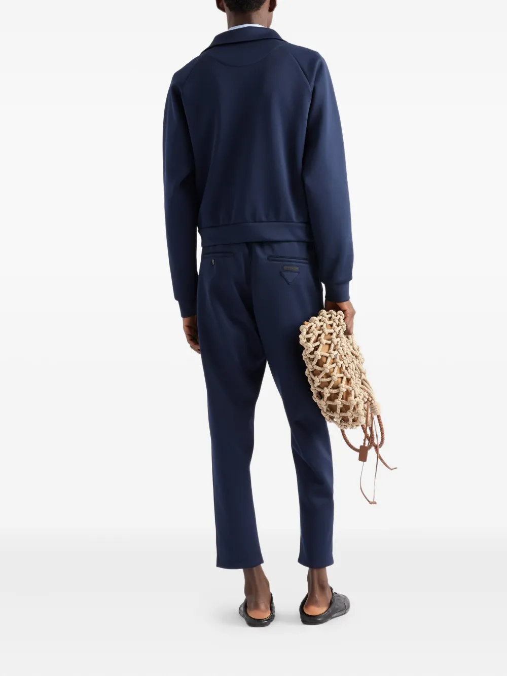 Prada Broek met trekkoordtaille en logo Blauw