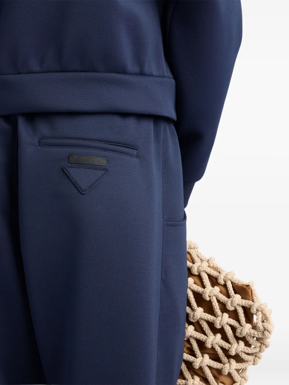 Prada Broek met trekkoordtaille en logo Blauw