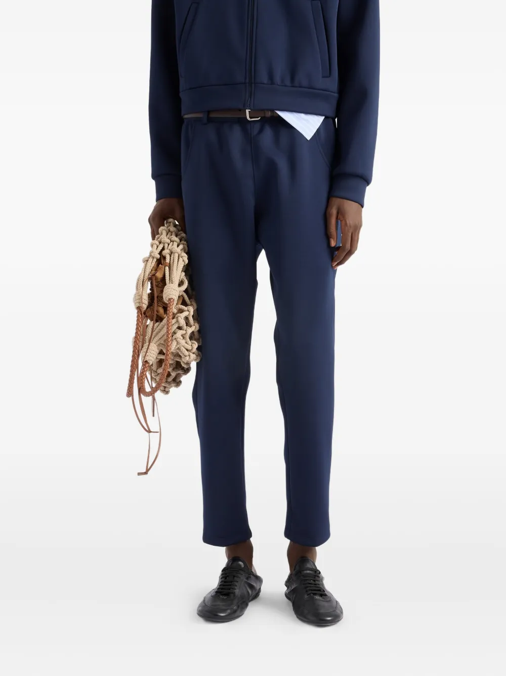 Prada Broek met trekkoordtaille en logo Blauw