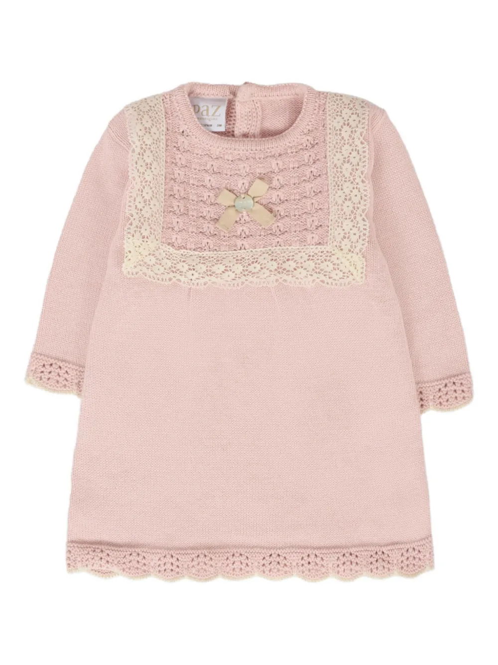 Paz Rodriguez lace-trimmed knitted dress Roze