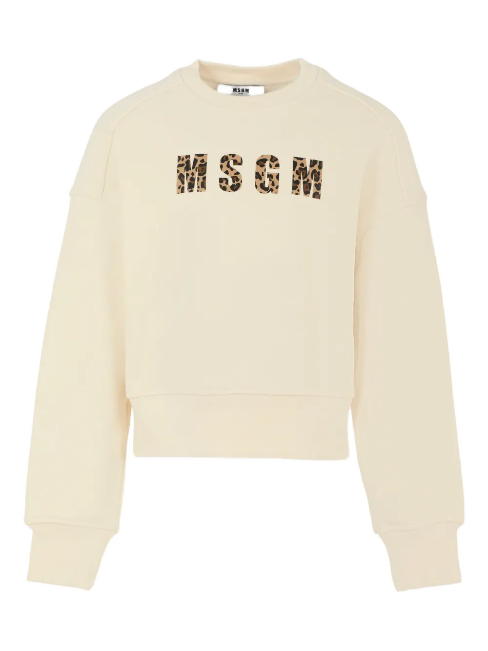 Msgm Kids' Leopard-print Logo Sweatshirt In Neutral