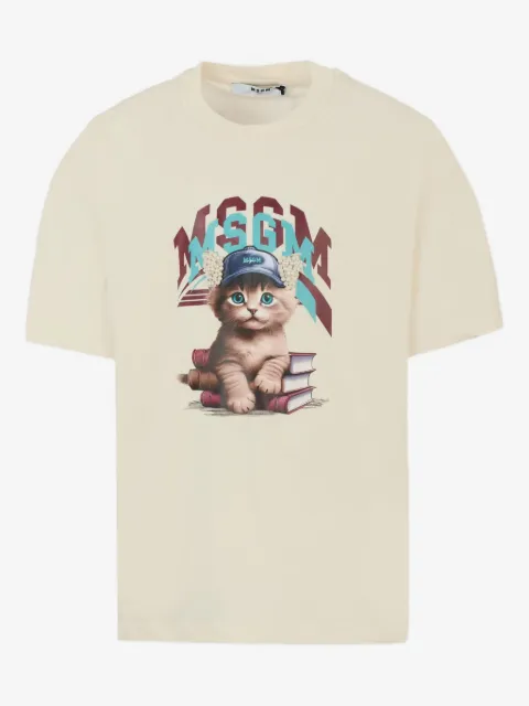 MSGM Kids cat-print short-sleeve T-shirt