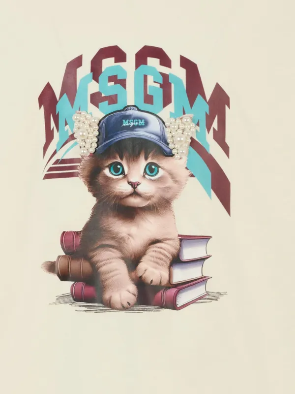 MSGM Kids キャットプリント Tシャツ | ニュートラル | FARFETCH JP