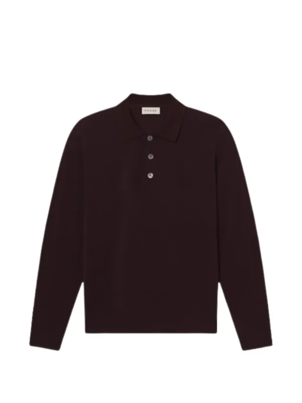 Frame Long-sleeved Piqué Polo Shirt in Red