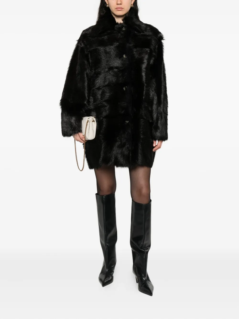 Alberta Ferretti button-fastening fur coat - Bruin