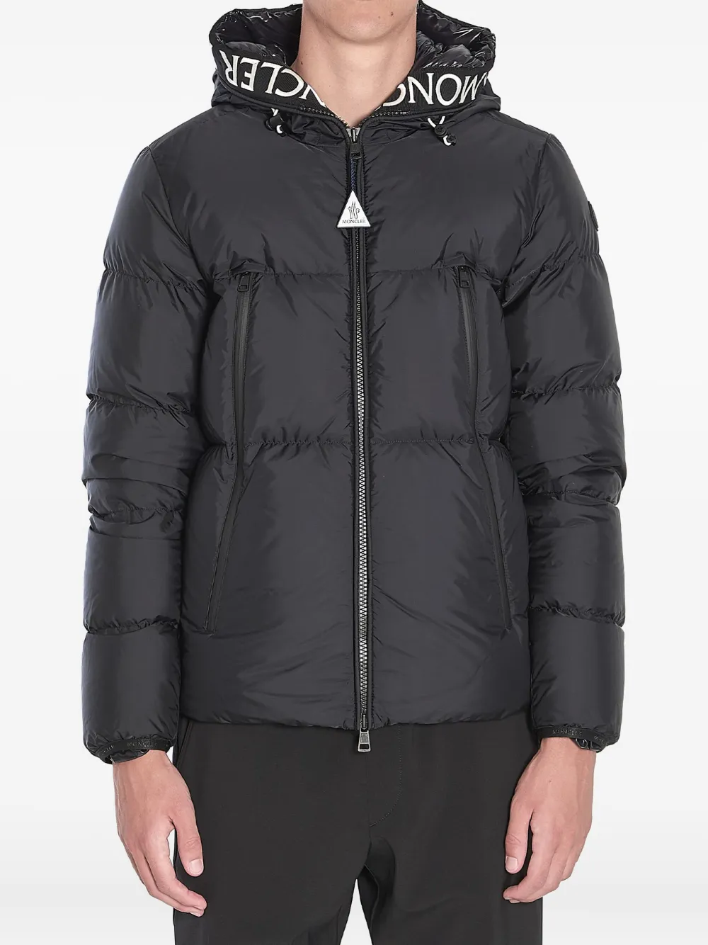 Moncler Donsjack met logo afwerking Zwart
