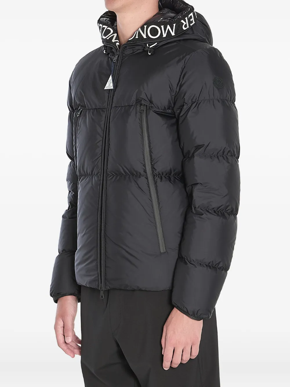 Moncler Donsjack met logo afwerking Zwart