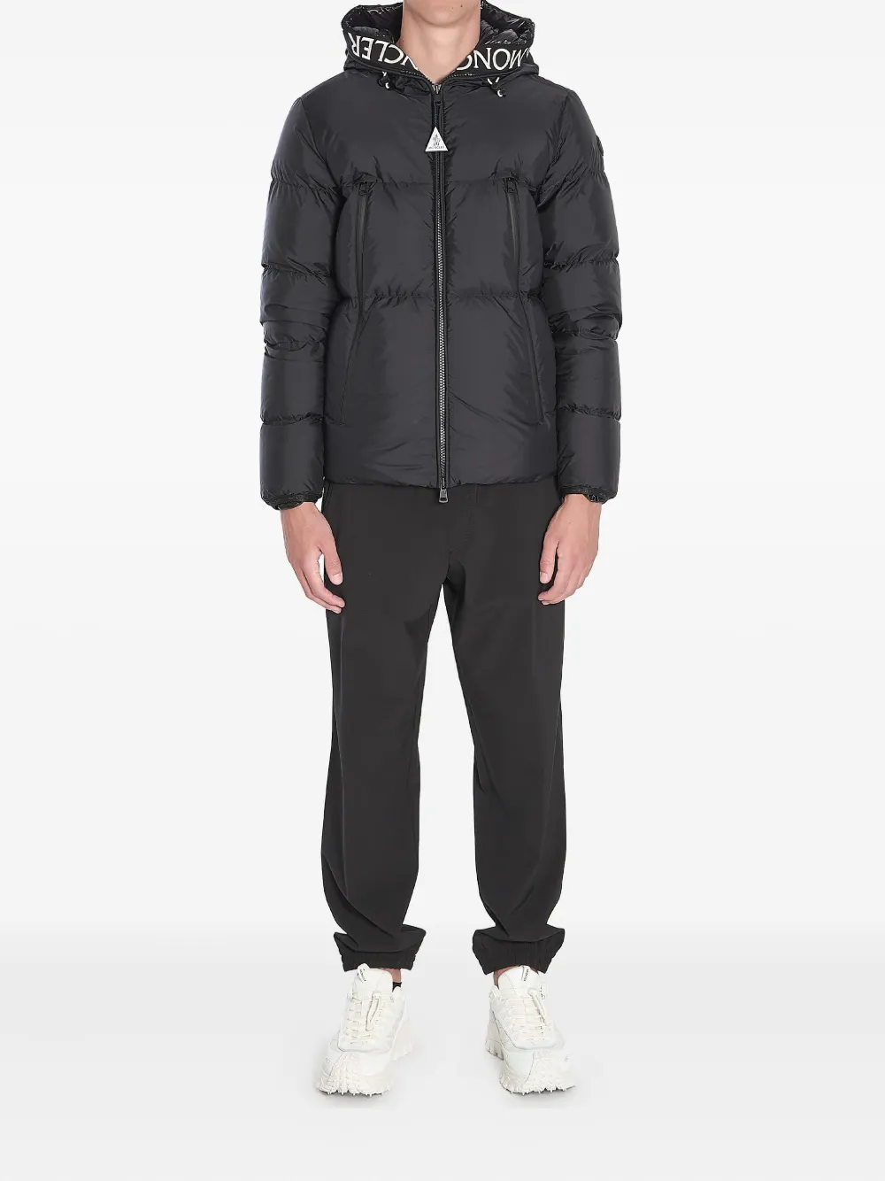 Moncler Donsjack met logo afwerking Zwart