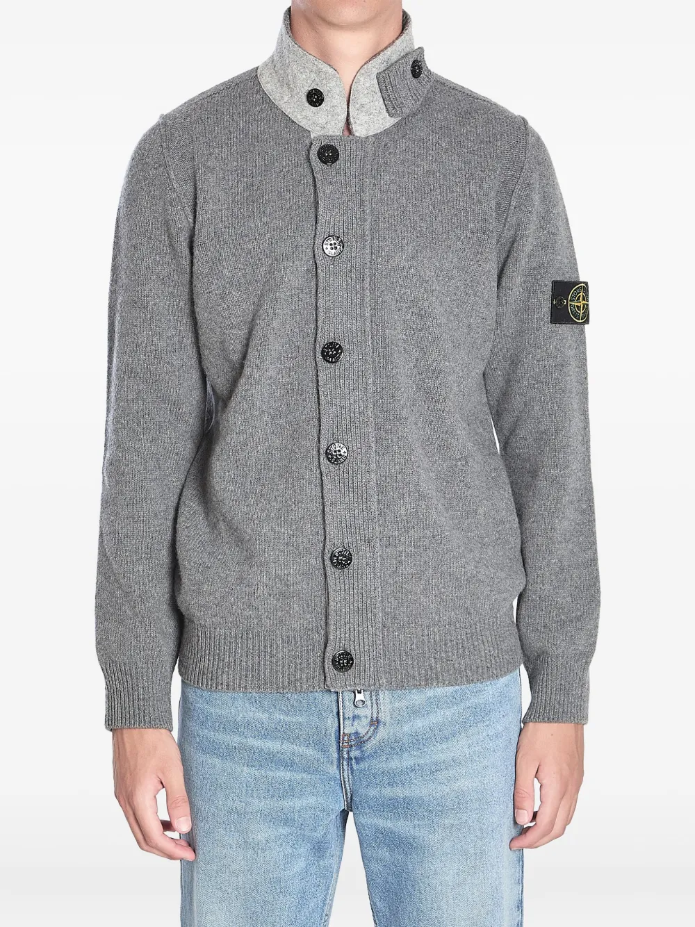 Stone Island Vest met geribbelde kraag Grijs