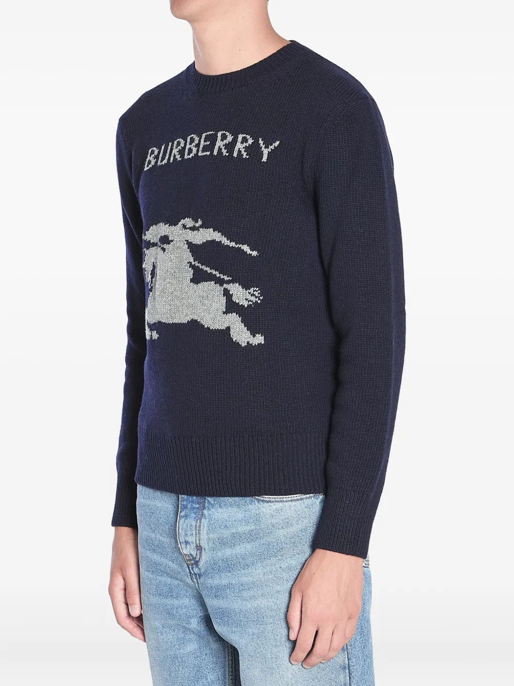 Burberry Trui met Equestrian Knight-intarsia Blauw