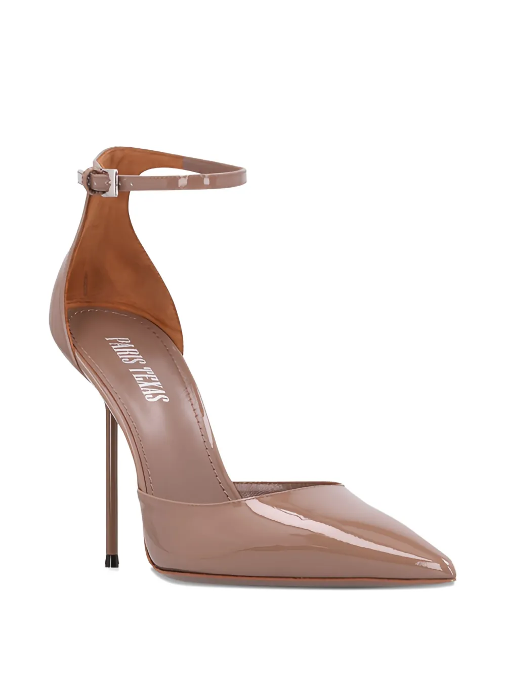 Paris Texas 105mm Lidia Ankle-strap Patent-leather Pumps In Brown