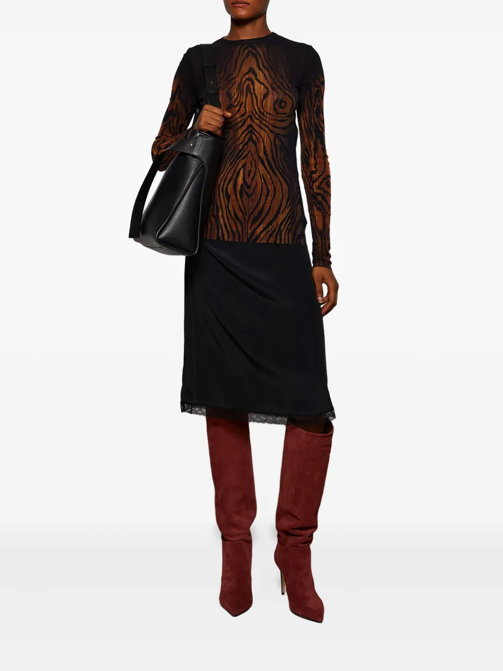 Paris Texas 85mm stiletto suede knee-high boots Red