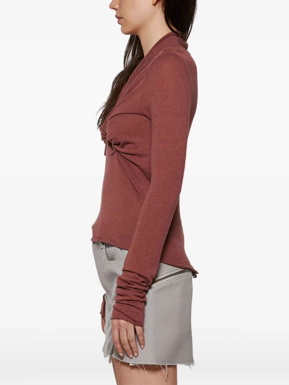 Rick Owens Allanah Long-sleeve Top In Brown